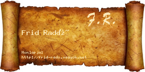 Frid Radó névjegykártya